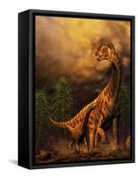 Camarasaurus Adult and Offspring-null-Framed Stretched Canvas