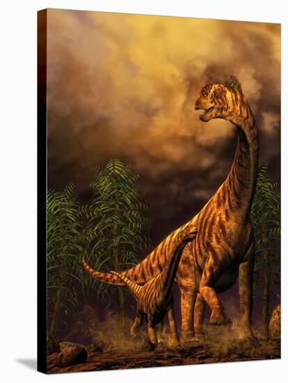 Camarasaurus Adult and Offspring-null-Stretched Canvas