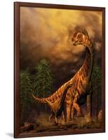 Camarasaurus Adult and Offspring-null-Framed Art Print