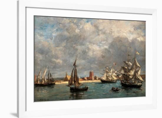 Camaret Dock-Eugène Boudin-Framed Art Print