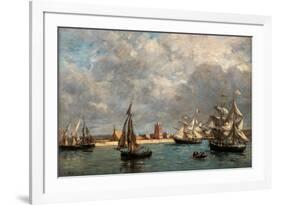 Camaret Dock-Eugène Boudin-Framed Art Print