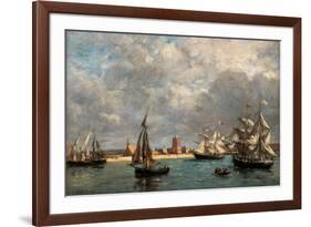 Camaret Dock-Eugène Boudin-Framed Art Print