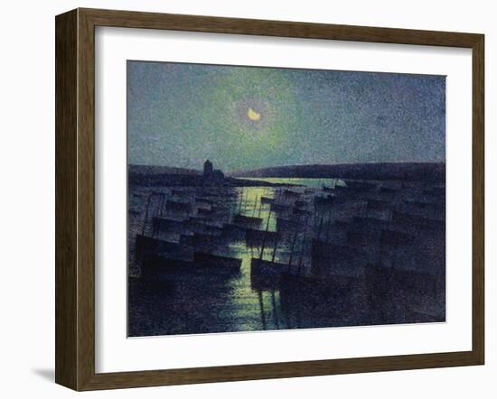 Camaret, Moonlight and Fishing Boats, 1894-Maximilien Luce-Framed Giclee Print