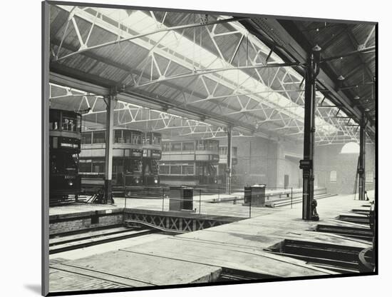 Camberwell Car Shed and Trams, London, 1914-null-Mounted Photographic Print