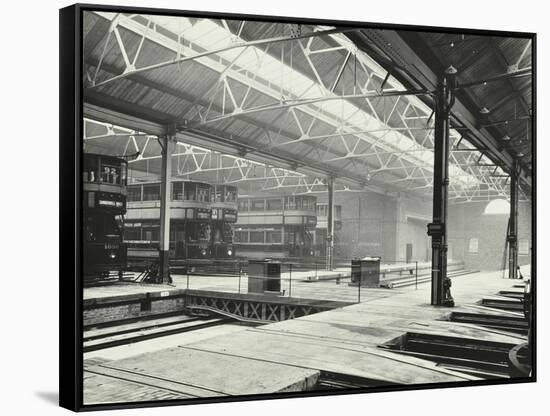 Camberwell Car Shed and Trams, London, 1914-null-Framed Stretched Canvas