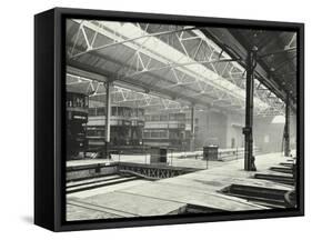 Camberwell Car Shed and Trams, London, 1914-null-Framed Stretched Canvas