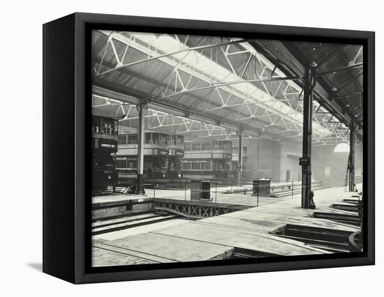 Camberwell Car Shed and Trams, London, 1914-null-Framed Stretched Canvas