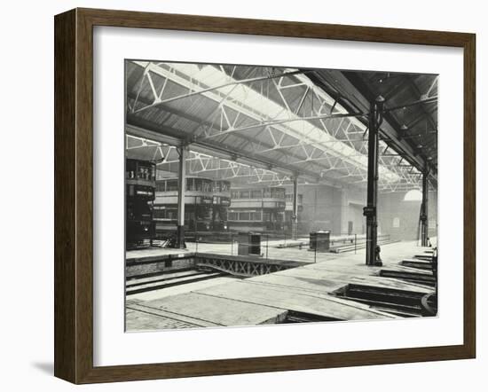 Camberwell Car Shed and Trams, London, 1914-null-Framed Premium Photographic Print