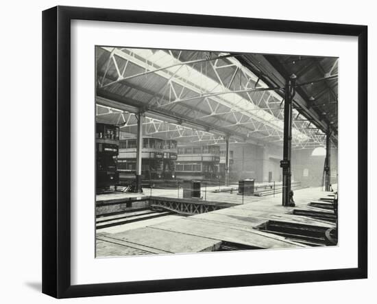 Camberwell Car Shed and Trams, London, 1914-null-Framed Premium Photographic Print