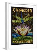 Cambiria, California - Dragonfly - Paper Mosaic-Lantern Press-Framed Art Print