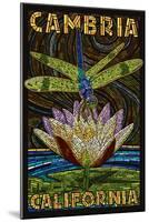 Cambiria, California - Dragonfly - Paper Mosaic-Lantern Press-Mounted Art Print