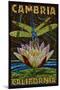 Cambiria, California - Dragonfly - Paper Mosaic-Lantern Press-Mounted Art Print