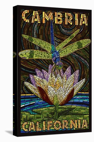 Cambiria, California - Dragonfly - Paper Mosaic-Lantern Press-Stretched Canvas