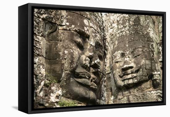 Cambodia, Angkor Wat. Angkor Thom, Bayon. Carved Faces of Lokesvara-Matt Freedman-Framed Stretched Canvas