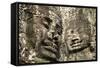 Cambodia, Angkor Wat. Angkor Thom, Bayon. Carved Faces of Lokesvara-Matt Freedman-Framed Stretched Canvas