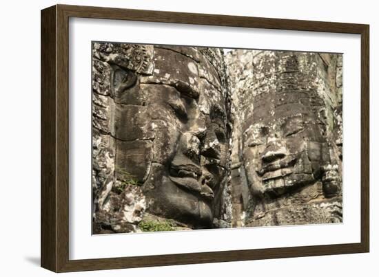 Cambodia, Angkor Wat. Angkor Thom, Bayon. Carved Faces of Lokesvara-Matt Freedman-Framed Photographic Print