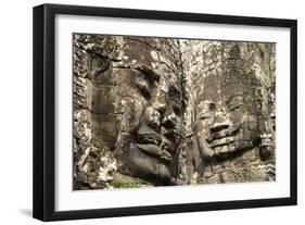 Cambodia, Angkor Wat. Angkor Thom, Bayon. Carved Faces of Lokesvara-Matt Freedman-Framed Photographic Print