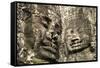 Cambodia, Angkor Wat. Angkor Thom, Bayon. Carved Faces of Lokesvara-Matt Freedman-Framed Stretched Canvas