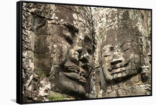 Cambodia, Angkor Wat. Angkor Thom, Bayon. Carved Faces of Lokesvara-Matt Freedman-Framed Stretched Canvas