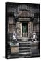 Cambodia, Angkor Wat. Banteay Srei Temple, Monkey Statues and Doorway-Matt Freedman-Framed Stretched Canvas