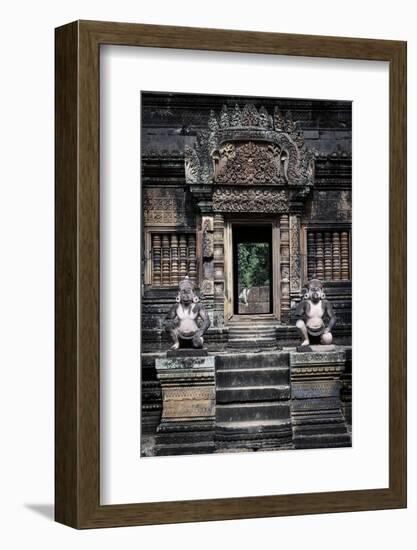 Cambodia, Angkor Wat. Banteay Srei Temple, Monkey Statues and Doorway-Matt Freedman-Framed Photographic Print