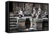 Cambodia, Angkor Wat. Banteay Srei Temple, Three Monkey Statues-Matt Freedman-Framed Stretched Canvas