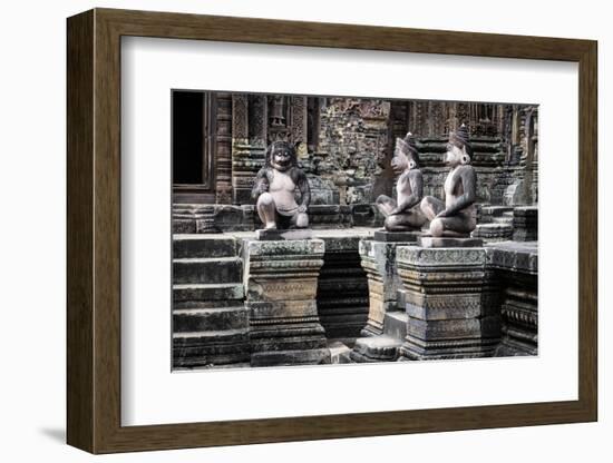 Cambodia, Angkor Wat. Banteay Srei Temple, Three Monkey Statues-Matt Freedman-Framed Photographic Print