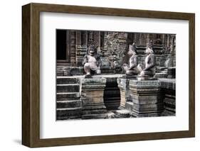 Cambodia, Angkor Wat. Banteay Srei Temple, Three Monkey Statues-Matt Freedman-Framed Photographic Print