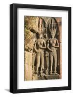 Cambodia, Angkor Wat, Siem Reap Province. Female Divinities Carved in Stone at Angkor Wat.-Nigel Pavitt-Framed Photographic Print