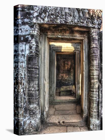 Cambodia, Angkor Watt, Siem Reap, Faces of the Bayon Temple-Terry Eggers-Stretched Canvas