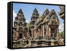 Cambodia, Banteay Srei, Siem Reap Province. Banteay Srei Hindu Temple.-Nigel Pavitt-Framed Stretched Canvas