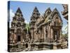 Cambodia, Banteay Srei, Siem Reap Province. Banteay Srei Hindu Temple.-Nigel Pavitt-Stretched Canvas