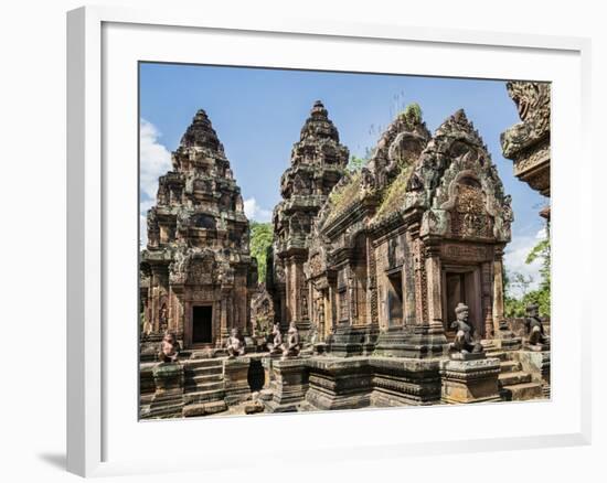 Cambodia, Banteay Srei, Siem Reap Province. Banteay Srei Hindu Temple.-Nigel Pavitt-Framed Photographic Print