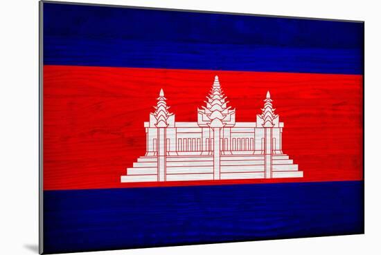Cambodia Flag Design with Wood Patterning - Flags of the World Series-Philippe Hugonnard-Mounted Art Print