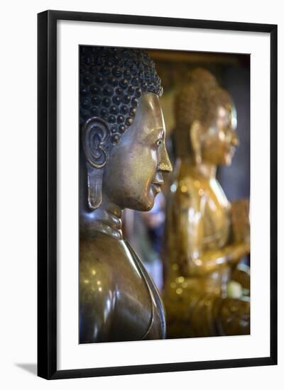 Cambodia, Phnom Penh. Buddha Statues Inside Temple-Matt Freedman-Framed Photographic Print