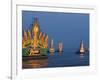 Cambodia's Illuminated Boats Make Their Way Along the Tonle Sap River-Heng Sinith-Framed Photographic Print