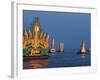 Cambodia's Illuminated Boats Make Their Way Along the Tonle Sap River-Heng Sinith-Framed Photographic Print