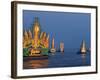 Cambodia's Illuminated Boats Make Their Way Along the Tonle Sap River-Heng Sinith-Framed Photographic Print