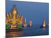 Cambodia's Illuminated Boats Make Their Way Along the Tonle Sap River-Heng Sinith-Mounted Photographic Print