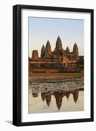 Cambodia, Siem Reap, Angkor, Aerial View of Village at Sunset-Walter Bibikow-Framed Photographic Print
