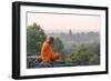 Cambodia, Siem Reap, Angkor Wat Complex. Monk Meditating with Angor Wat Temple in the Background-Matteo Colombo-Framed Photographic Print