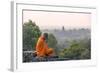 Cambodia, Siem Reap, Angkor Wat Complex. Monk Meditating with Angor Wat Temple in the Background-Matteo Colombo-Framed Photographic Print