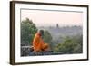 Cambodia, Siem Reap, Angkor Wat Complex. Monk Meditating with Angor Wat Temple in the Background-Matteo Colombo-Framed Photographic Print