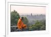 Cambodia, Siem Reap, Angkor Wat Complex. Monk Meditating with Angor Wat Temple in the Background-Matteo Colombo-Framed Photographic Print