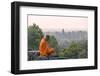 Cambodia, Siem Reap, Angkor Wat Complex. Monk Meditating with Angor Wat Temple in the Background-Matteo Colombo-Framed Photographic Print