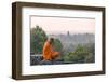 Cambodia, Siem Reap, Angkor Wat Complex. Monk Meditating with Angor Wat Temple in the Background-Matteo Colombo-Framed Premium Photographic Print