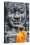 Cambodia, Siem Reap, Angkor Wat Complex. Monks Inside Bayon Temple (Mr)-Matteo Colombo-Stretched Canvas