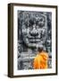 Cambodia, Siem Reap, Angkor Wat Complex. Monks Inside Bayon Temple (Mr)-Matteo Colombo-Framed Premium Photographic Print