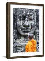 Cambodia, Siem Reap, Angkor Wat Complex. Monks Inside Bayon Temple (Mr)-Matteo Colombo-Framed Photographic Print