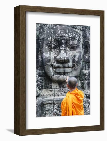 Cambodia, Siem Reap, Angkor Wat Complex. Monks Inside Bayon Temple (Mr)-Matteo Colombo-Framed Photographic Print